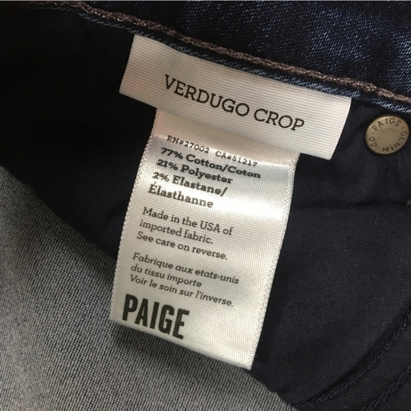 Paige Verdugo Crop Dark Blue Skinny Jeans size 29 - Picture 6 of 6